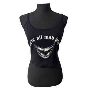 Black & White Hot Topic Alice & Wonderland Alt Plus Emo Goth Punk Crop Top 3X